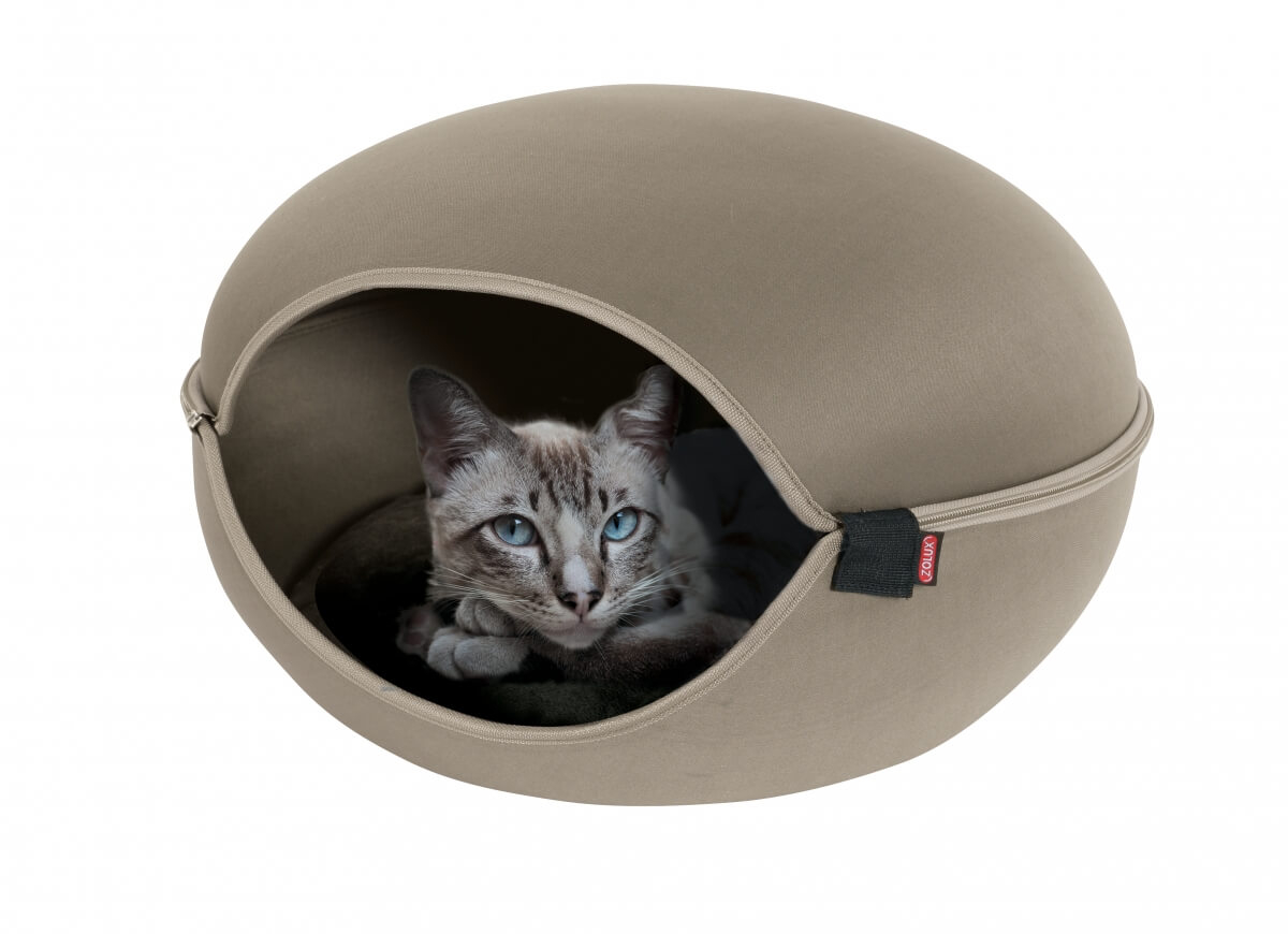 Couchage Chat 2en1 Dome Et Corbeille Louna Taupe