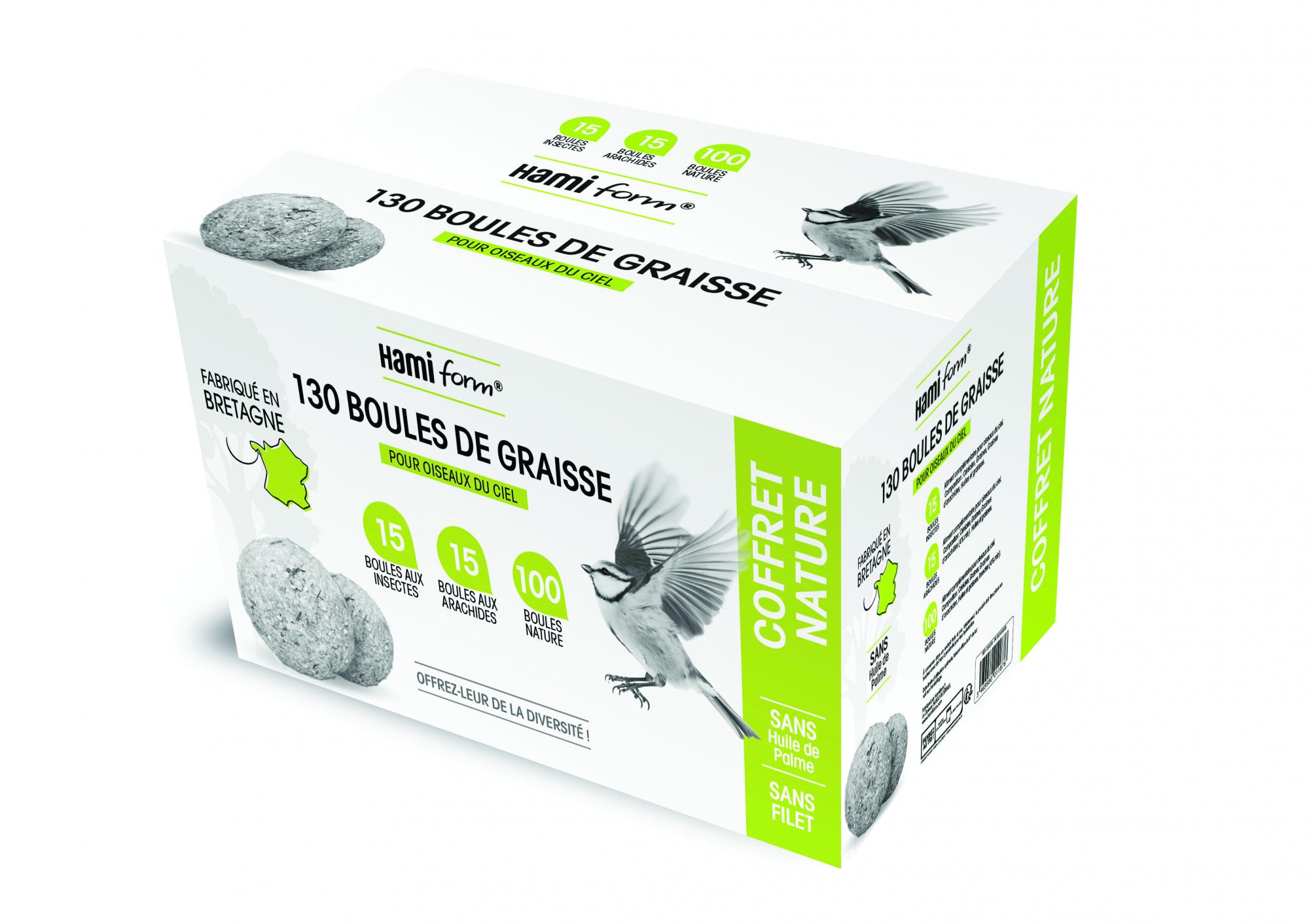 HamiForm Alimentos para pássaros selvagens - Caixa com 130 bolas de gordura variadas
