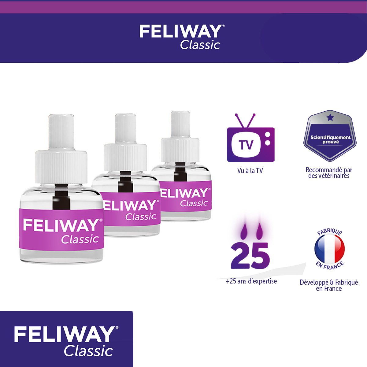 Pack de 3 recharges diffuseur Feliway Classic 