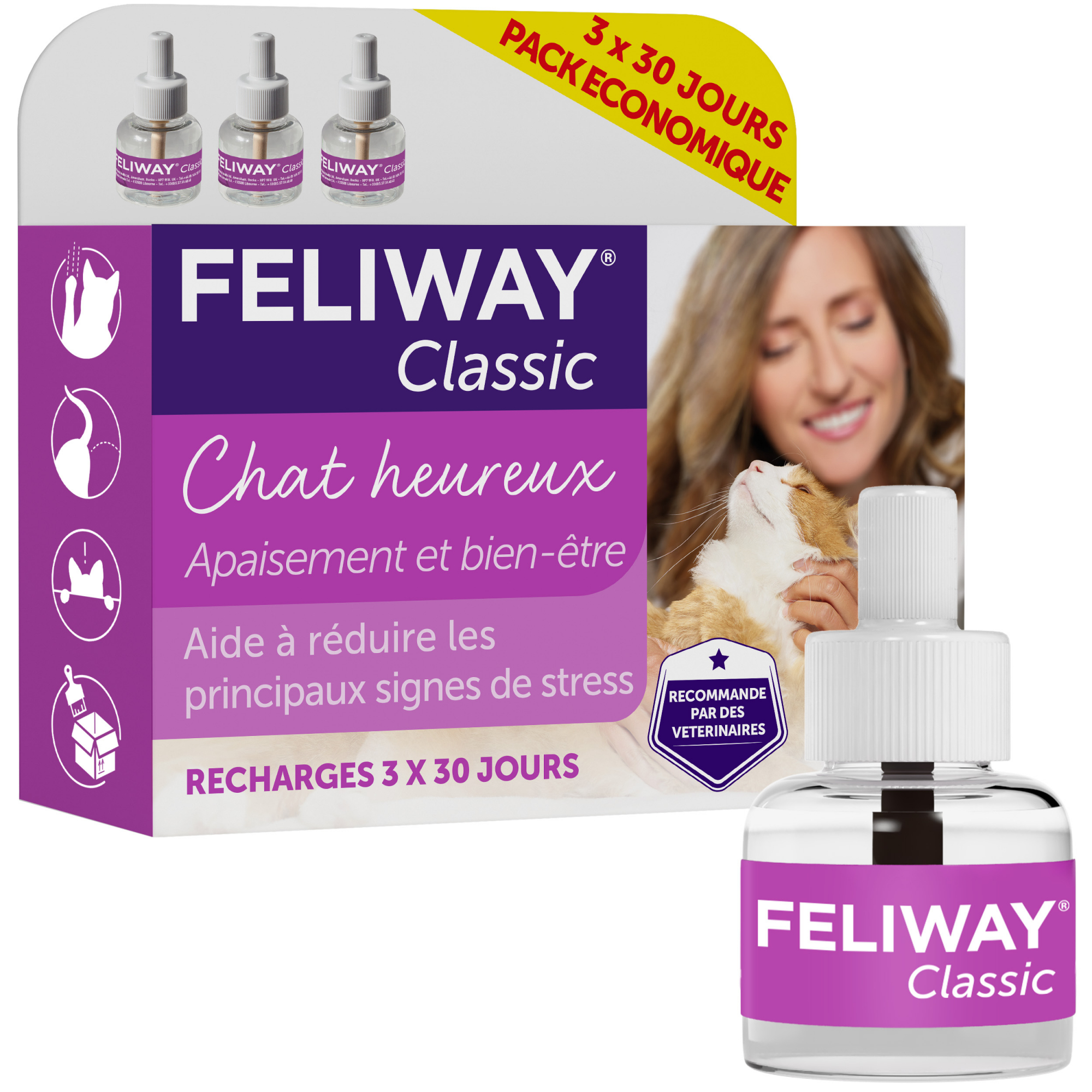 Conjunto de 3 recargas para difusores Feliway Classic
