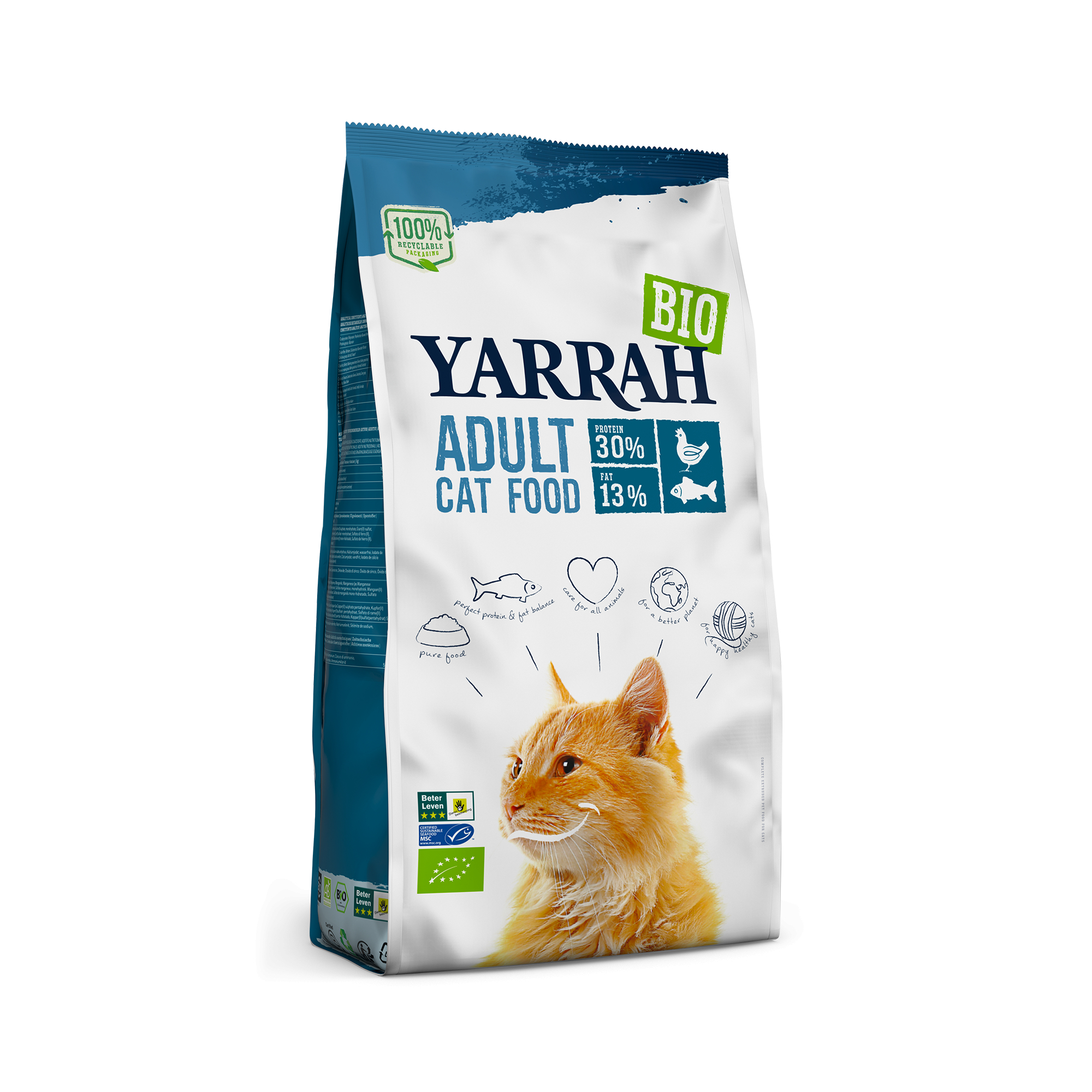 Alimentos orgânicos para gato adulto YARRAH Bio MSC com peixe