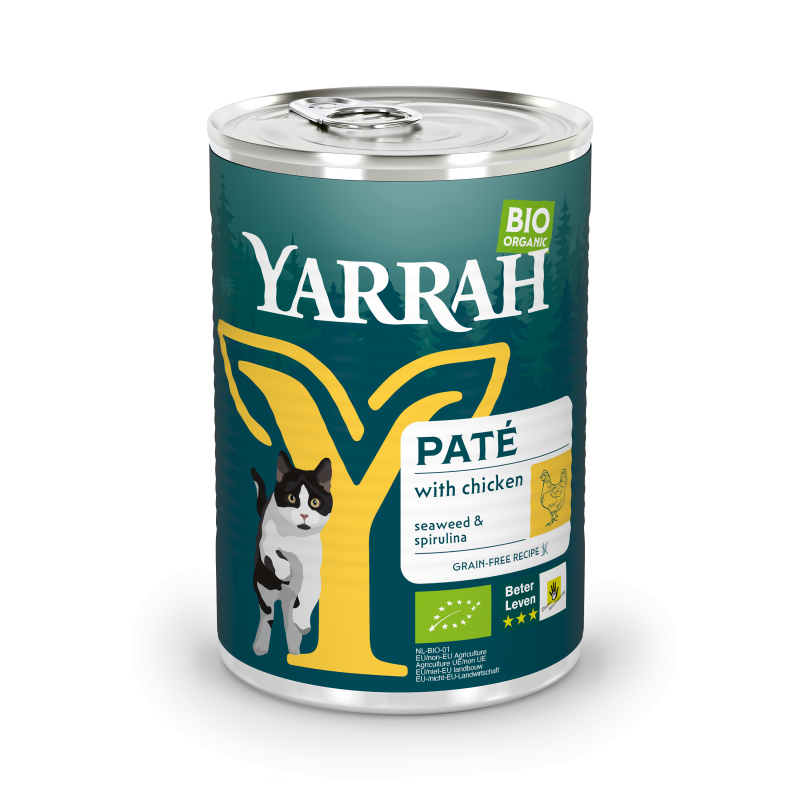Bio-Yarrah-Pastete 400g ohne Getreide für erwachsene Cat-2-Geschmacksrichtungen zur Auswahl