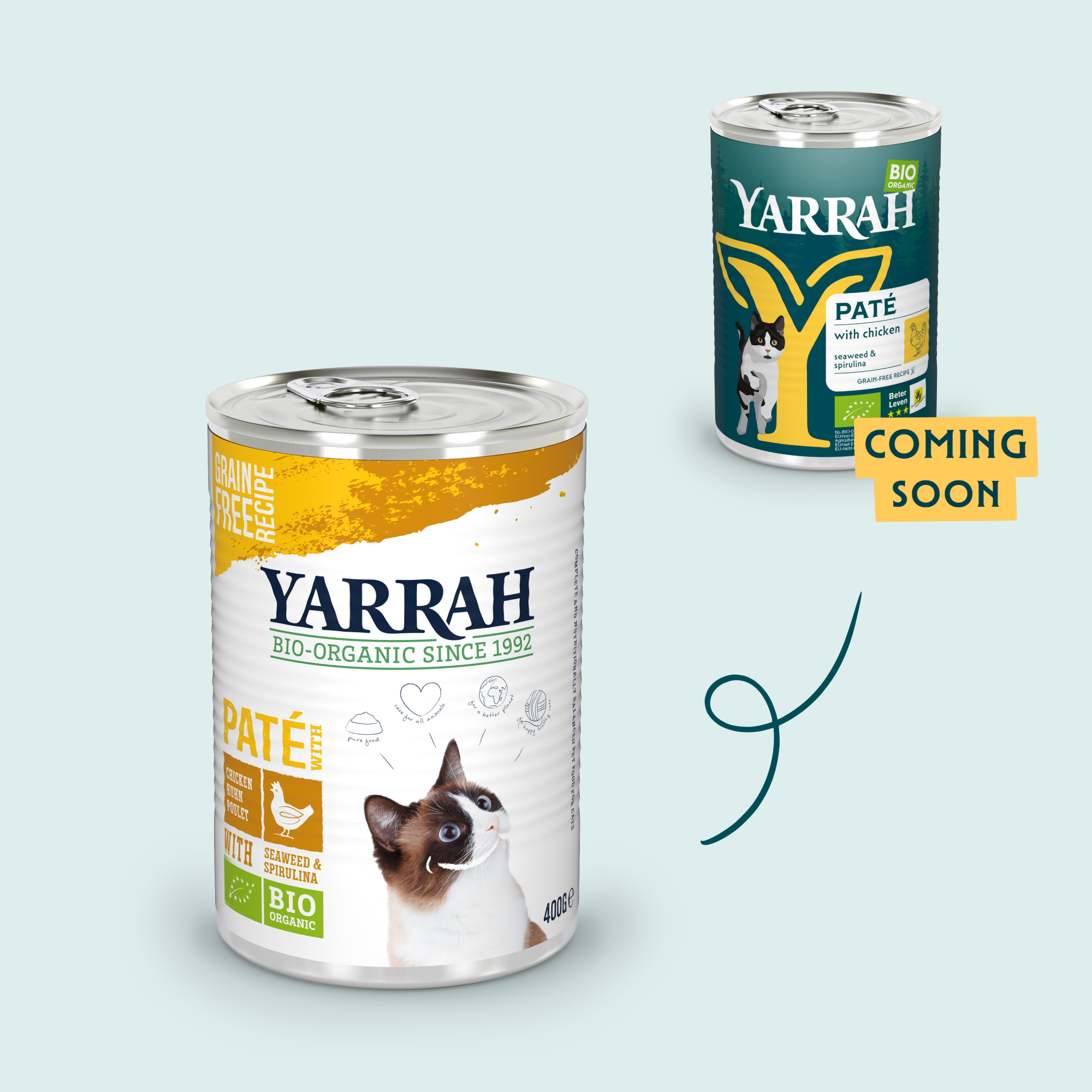 Pâtée Yarrah Bio 400g Sans Céréales pour Chat Adulte- 2 saveurs au choix