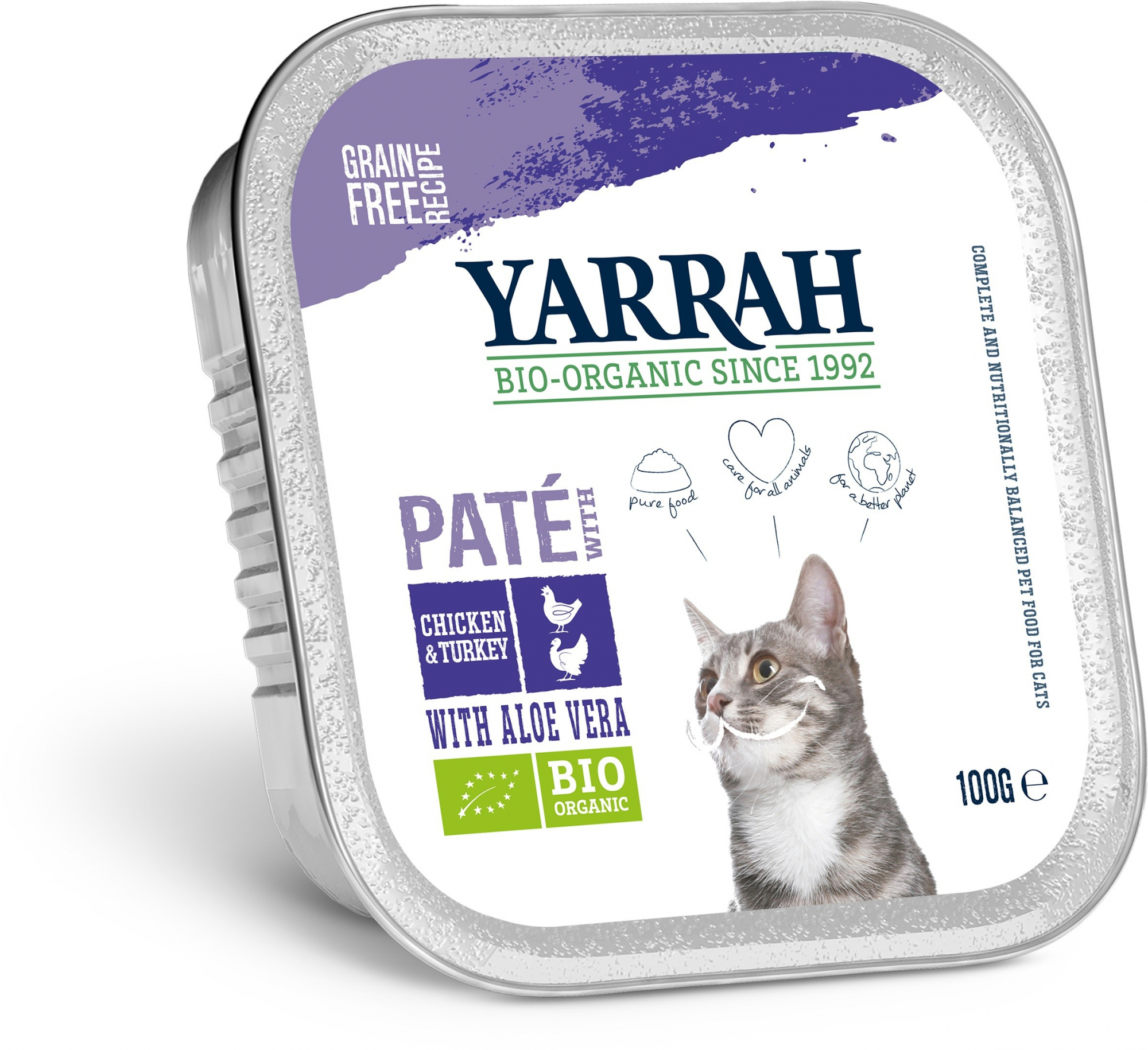 Paté Yarrah Bio 100gr Sem Cereais para Gato Adulto - 3 sabores á escolha