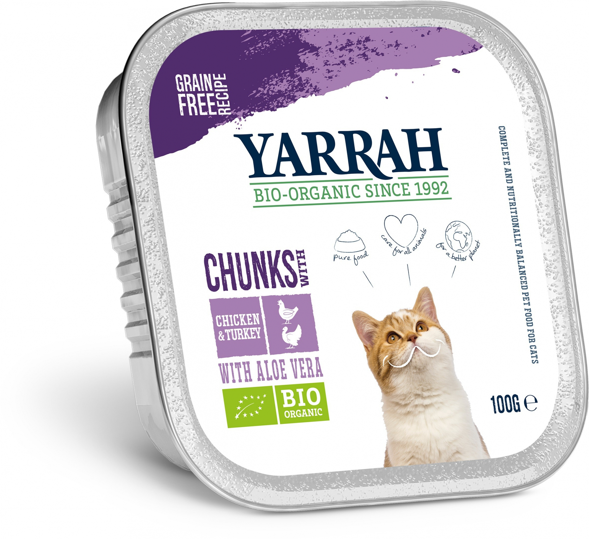 Patè Yarrah Bio 100 gr Senza cereali per gatti adulti. 3 gusti a scelta