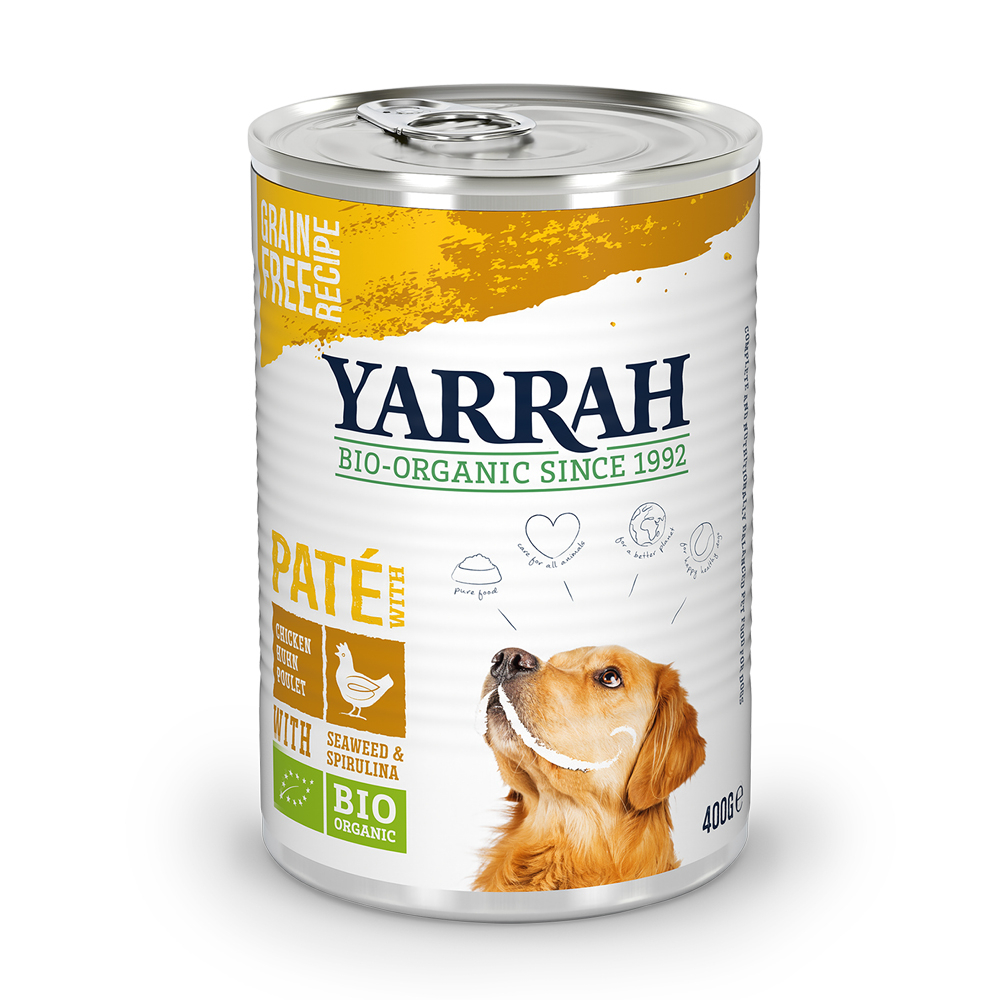 Patè Yarrah Bio 400g Senza Cereali per Cani Adulti - 2 gusti a scelta