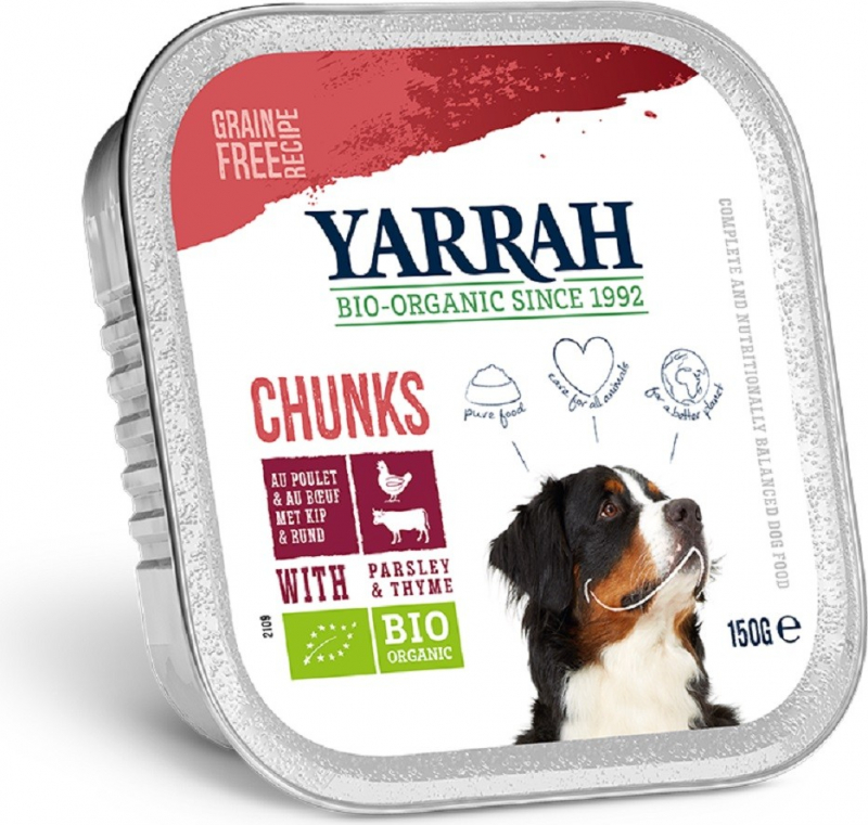Patè con Bocconi Yarrah Bio 150g Senza Cereali per Cani Adulti - 3 gusti a scelta