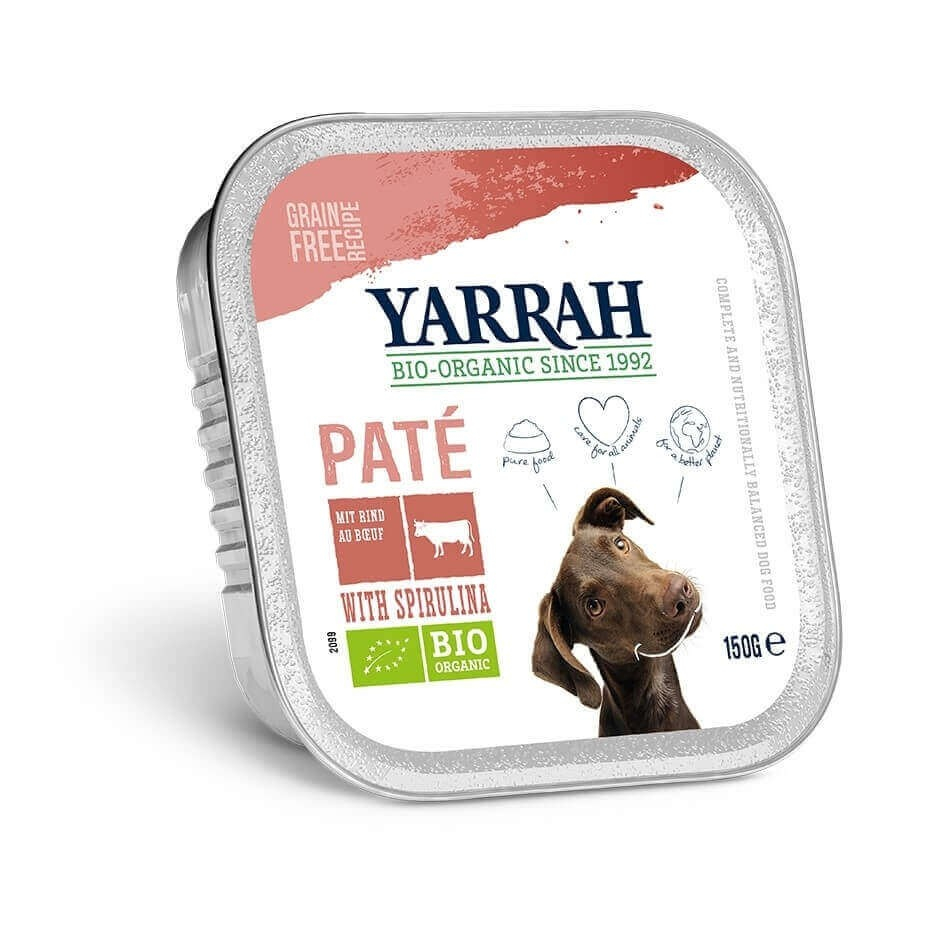 Pack de 6 Yarrah Paté Bio 150g Comida húmeda sin cereales para perros