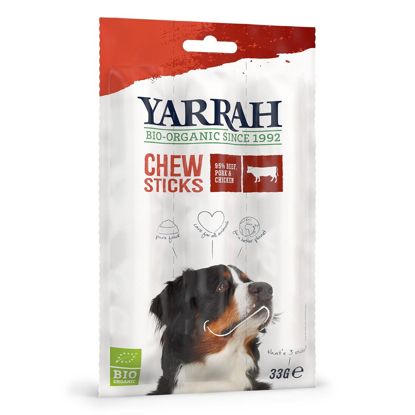 Yarrah biologische kauwsticks van rund voor honden