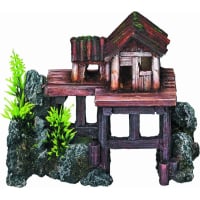 Décoration d'aquarium petite maison en bois sur pilotis