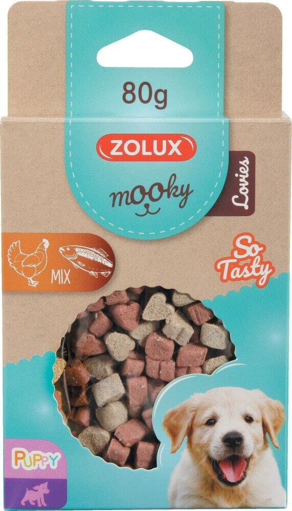 Snack per cuccioli MOOKY mini cuori mix pollo e salmone