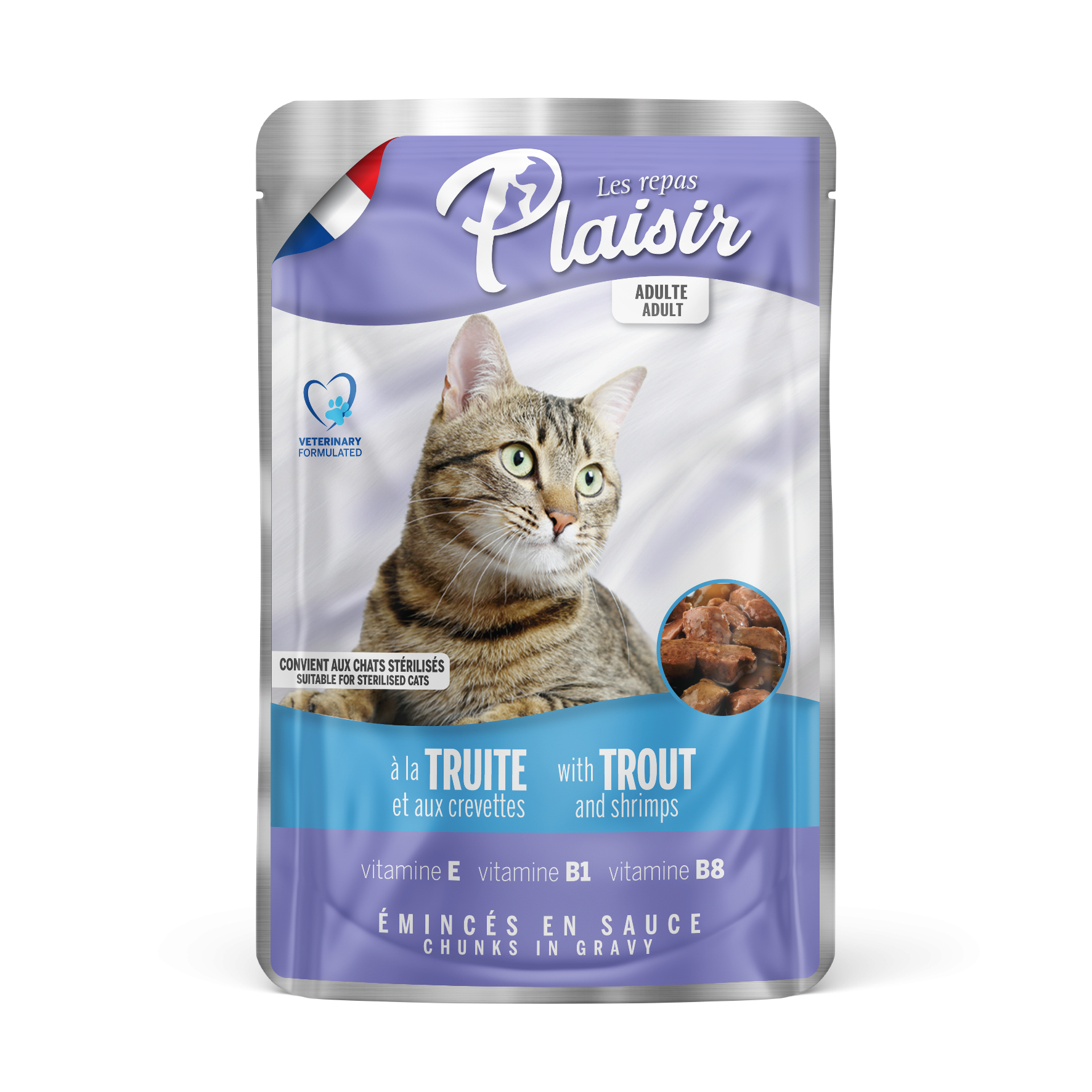 Refeição Plaisir Pedaços em molho para gato esterilizado - 4 receitas à escolha