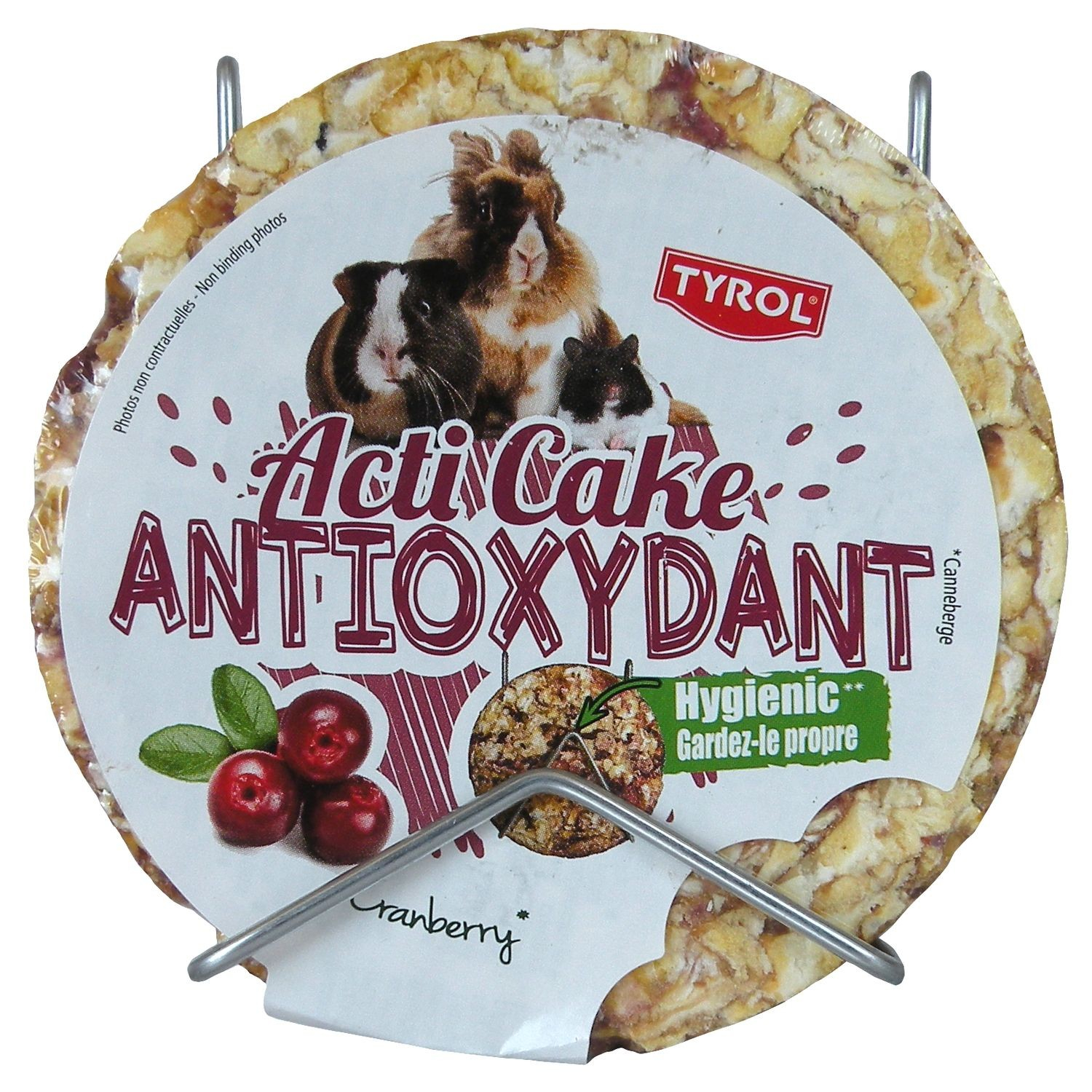 Tyrol snack dischetto compresso mais roffiato e cranberry, acti'cake antiossidante per conigli e roditori. snack sano e goloso. 100g 100G - 3,3x9,5x10,3