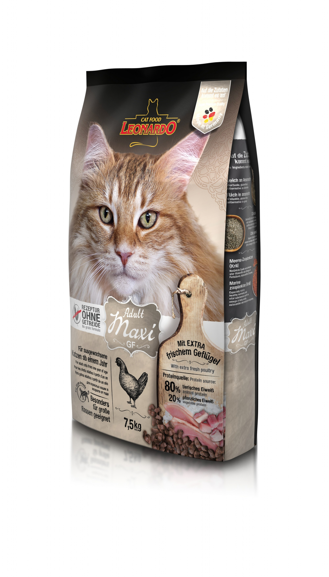 Leonardo Adult Maxi Grain Free con pollame per gatti adulti di razza grande