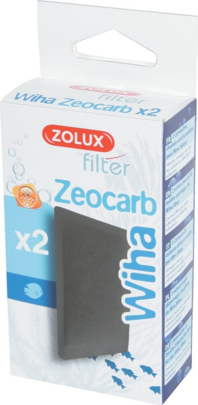 Cartuccia di carbone attivo e Zeolite per filtro acquario Wiha (x2)