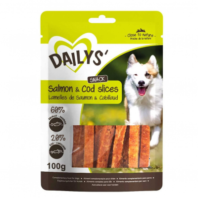 Dailys 100% natürliche Snacks Lachs und Kabeljau für Hunde