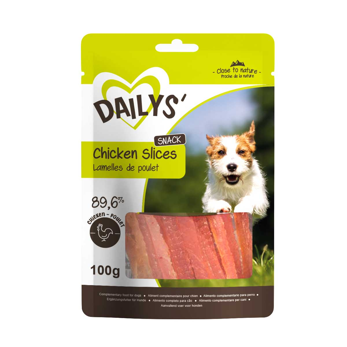 Snack 100% natural para perros Tiernas láminas de pollo DAILYS