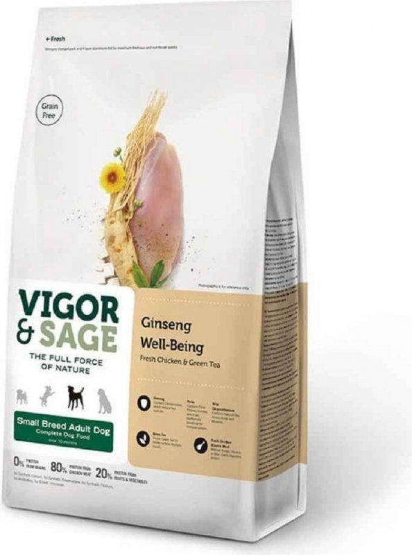 Vigor &amp; Sage Hühnchen &amp; Grüner Tee für kleine erwachsene Hunde Getreide