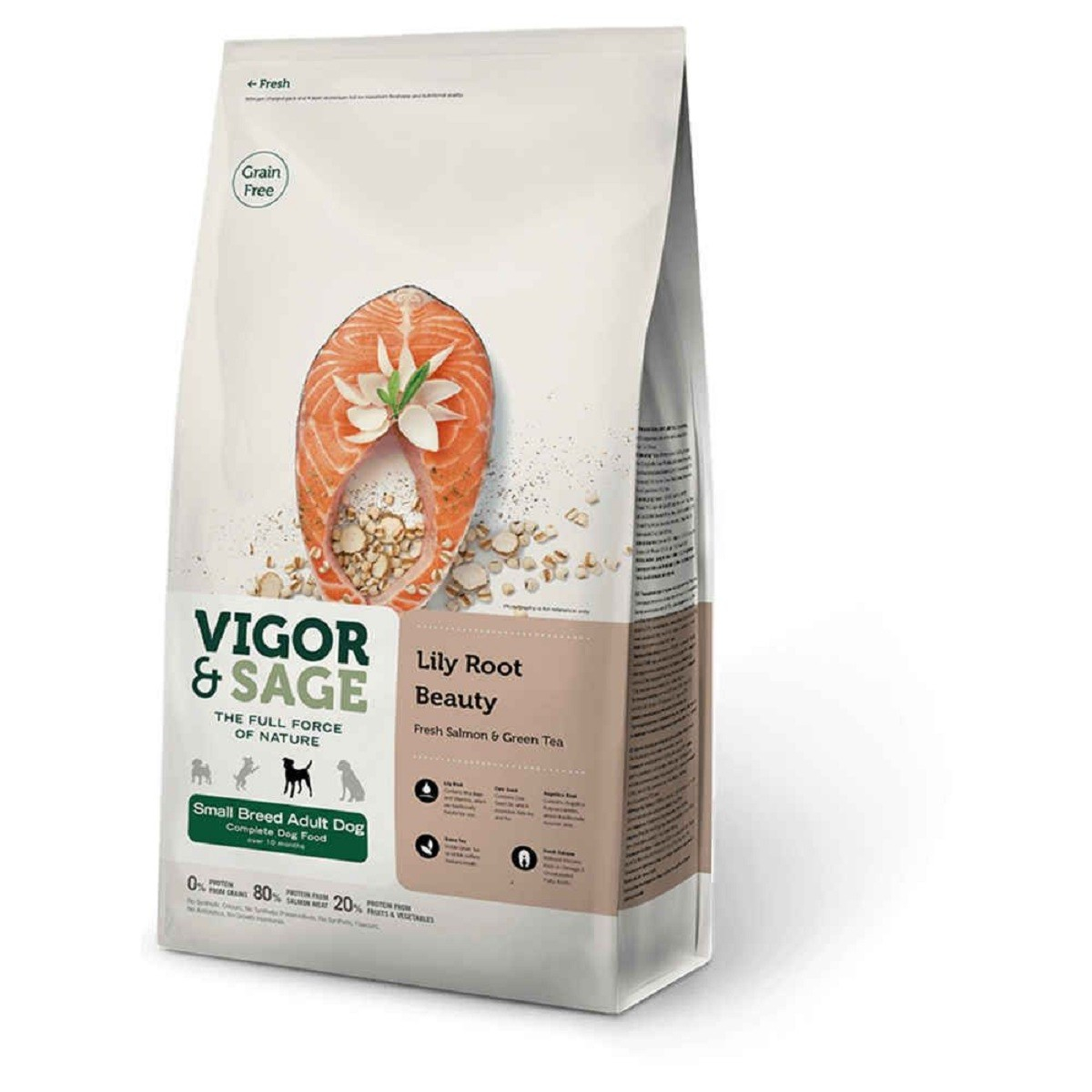 Vigor &amp; Sage Salmon &amp; Green Tea ohne Getreide für kleine erwachsene Hunde