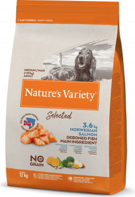 NATURE'S VARIETY Selected Dog Medium Maxi Adult, met Noorse zalm