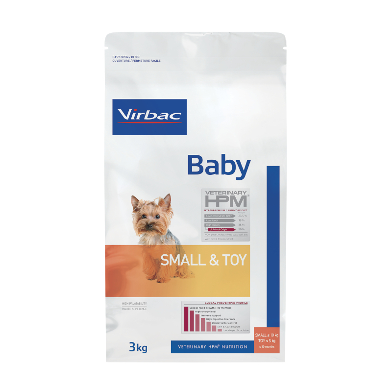 Ração seca sem cereais para cachorros VIRBAC Veterinary HPM Baby Small & Toy