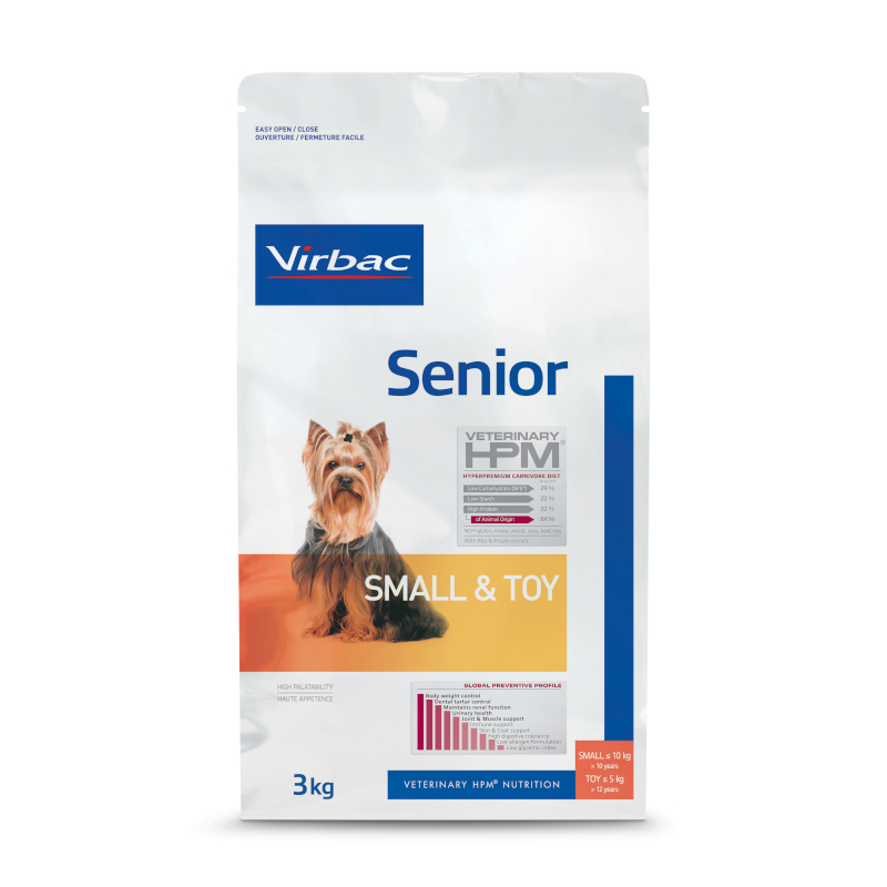 Nutrição canina para cães seniores de raça pequena VIRBAC Veterinary HPM Small & Toy Senior