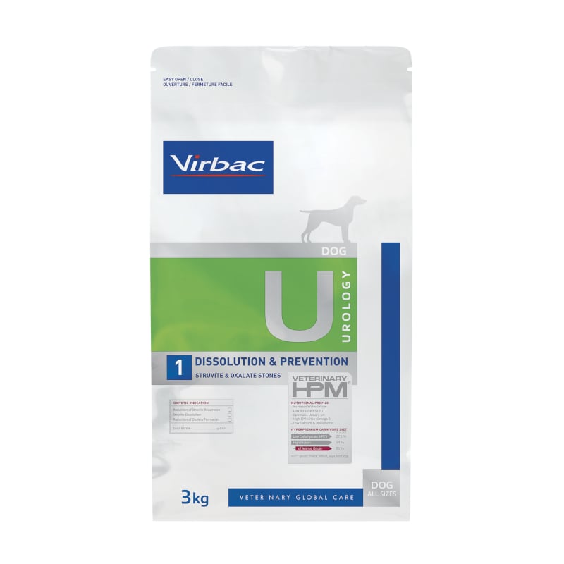 Virbac Veterinary HPM Urology 1 Dissolution & Prevention Alimentação veterinária para cão com problemas urinários e renais