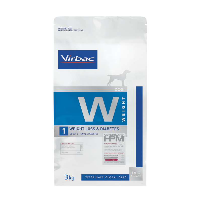 Virbac Veterinary HPM W1 - Alimentação veterinária para cão obeso ou diabéticos