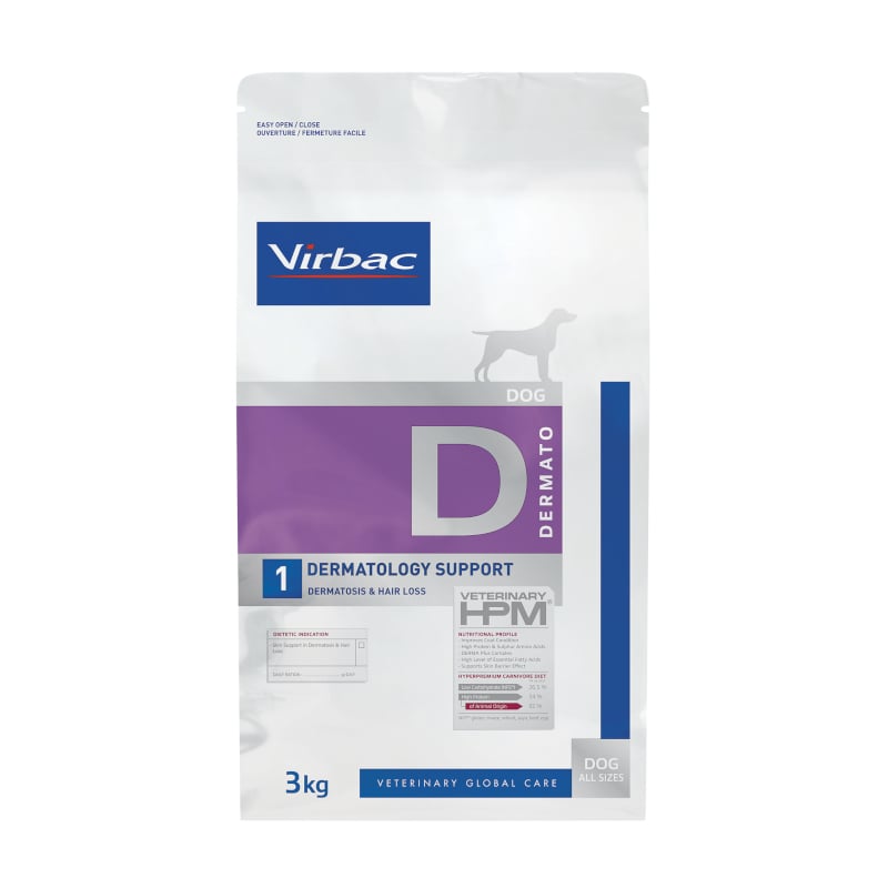 Virbac Veterinary HPM D1 Dermatology Support - Alimentação veterinária para cão com problemas dermatológicos
