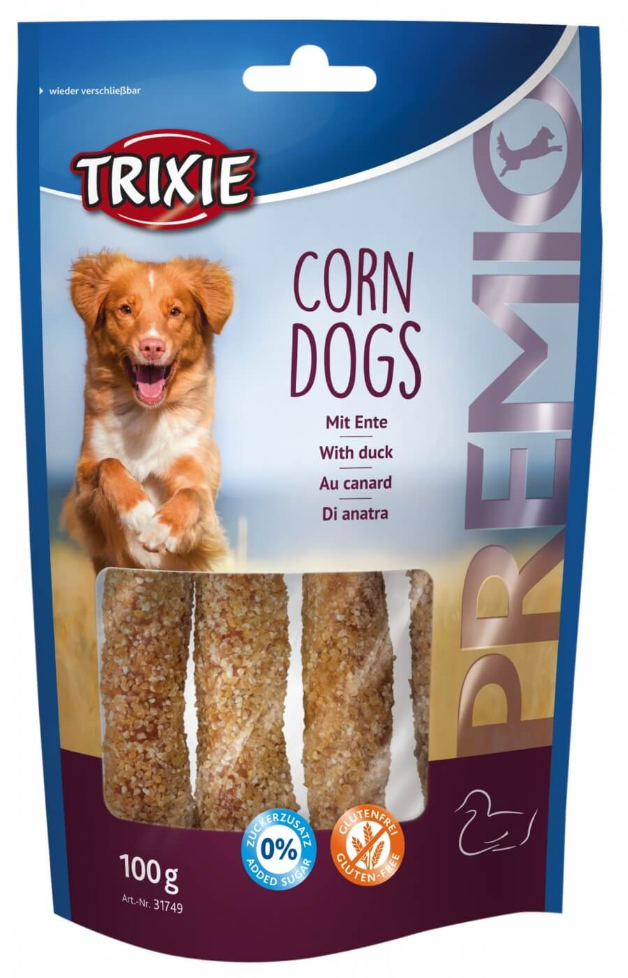 TRIXIE PREMIUM-Leckerbissen für Hunde Corn Dogs mit Ente