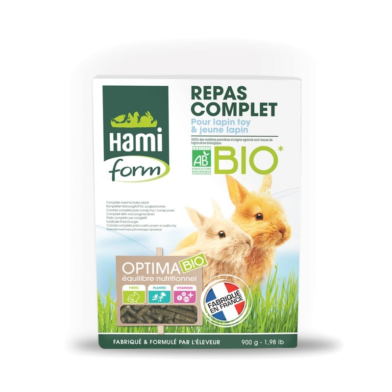 Hamiform Optima Bio Repas complet Jeune lapin et Lapin toy