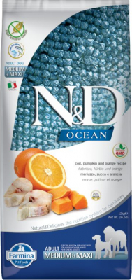 FARMINA N&D Ocean Adult Medium & Maxi, met kabeljauw, pompoen & sinaasappel