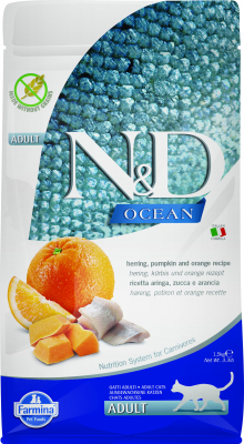 Farmina N&D Ocean Croquettes au Hareng, potiron et Orange pour Chat Adulte