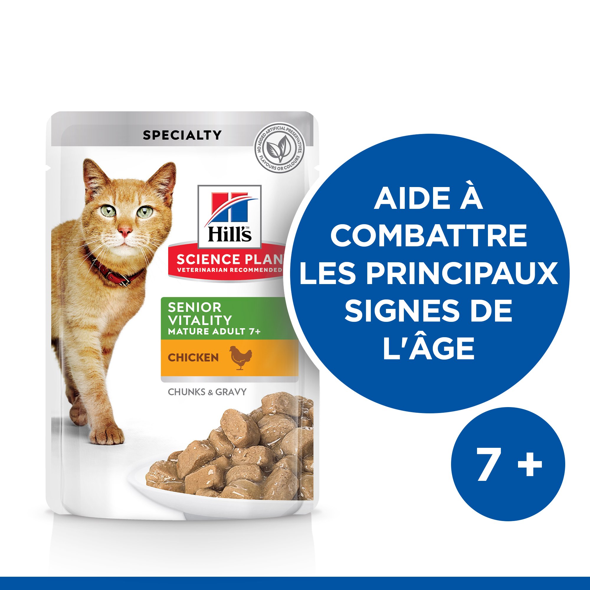 Pack de 12 Pâtées HILL'S Science Plan 7+ Senior Vitality 85g poulet et saumon pour chat Senior