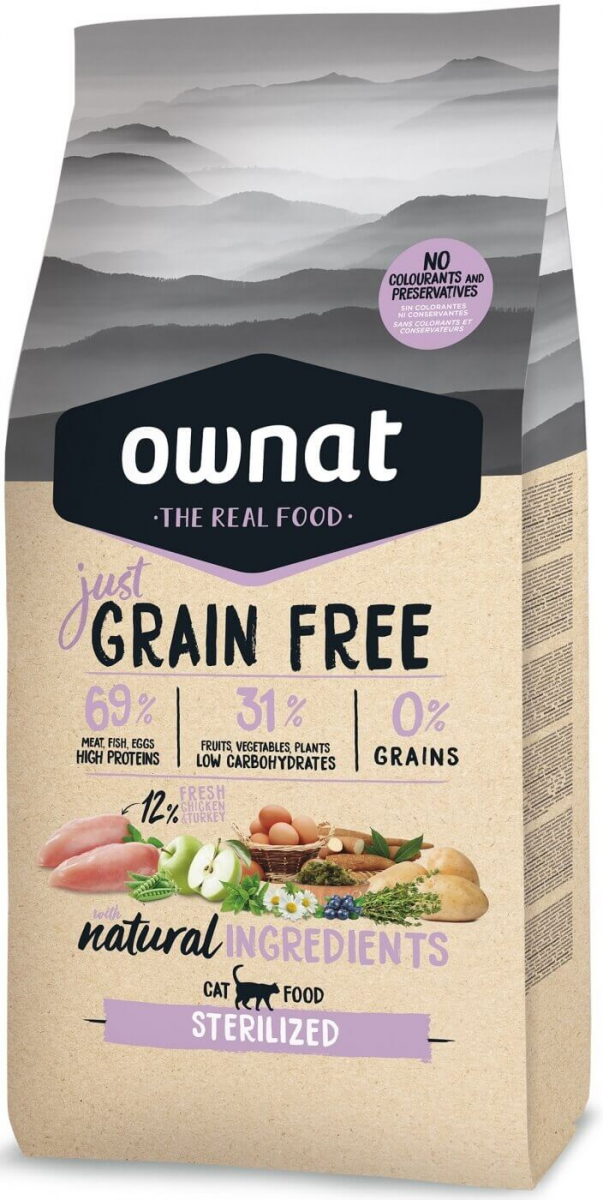 OWNAT Just Grain Free getreidefreies Futter mit Hühnchen für sterilisierte Katzen