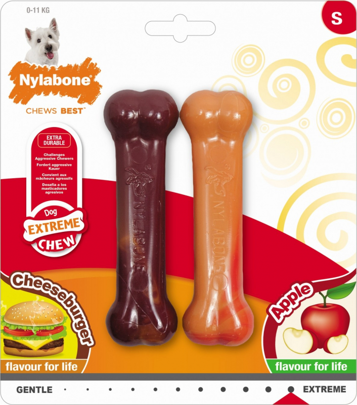 Nylabone Packung mit 2 Kauknochen für kleine Hunde - 2 Geschmacksrichtungen