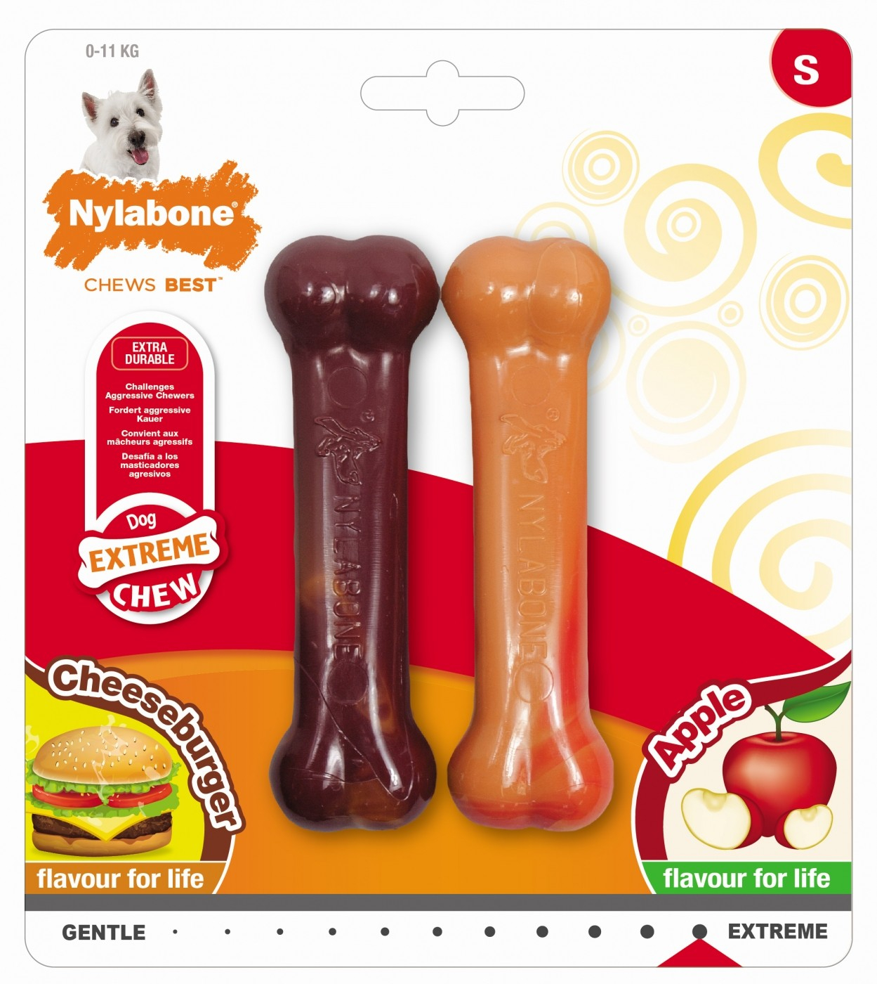 Nylabone Pack de 2 ossos de mastigação para cães pequenos - 2 savores