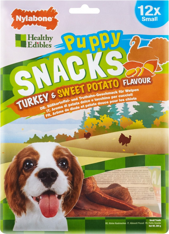 Paquete de 12 Snacks de pavo y batata para cachorros Nylabone 