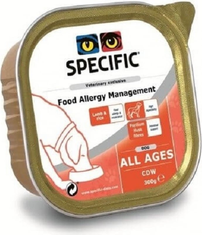 Pack de 6 pâtées SPECIFIC CDW Food Allergy Management 300g pour Chien Adulte Sensible