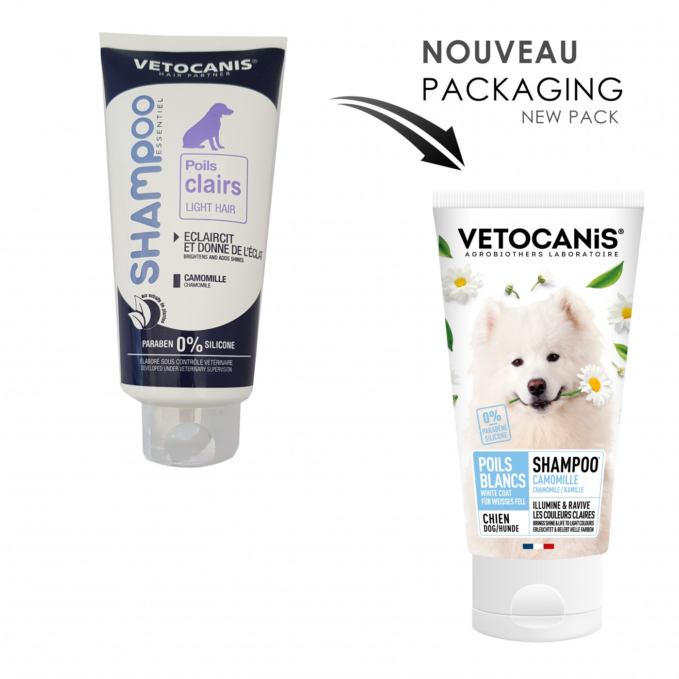 Vétocanis Shampoo Für Hunde mit hellem Fell
