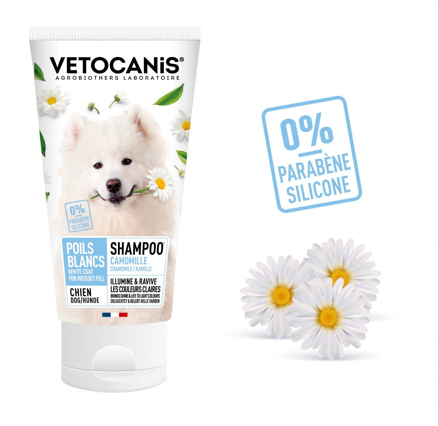 Vétocanis Shampoo per cani con un pelo chiaro