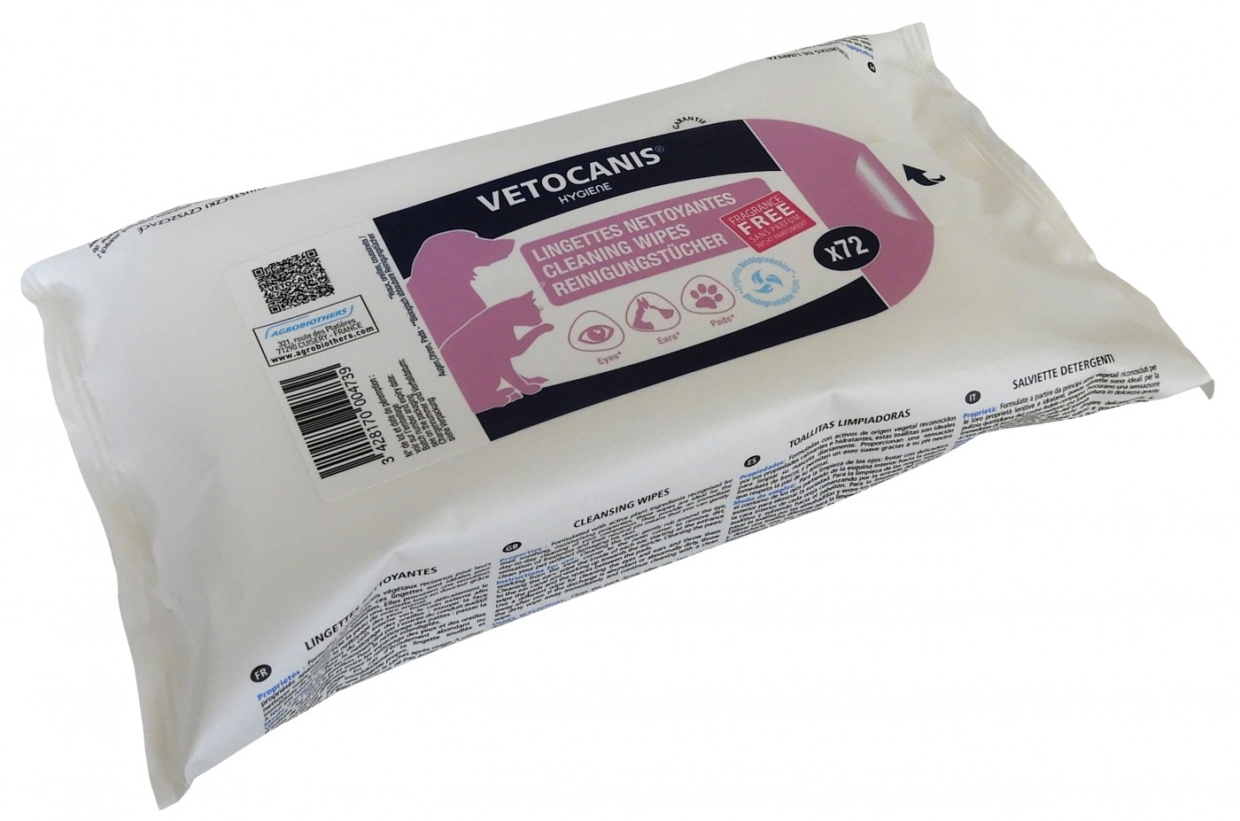 Vétocanis salviette detergenti maxi formato (x72) cani/gatti