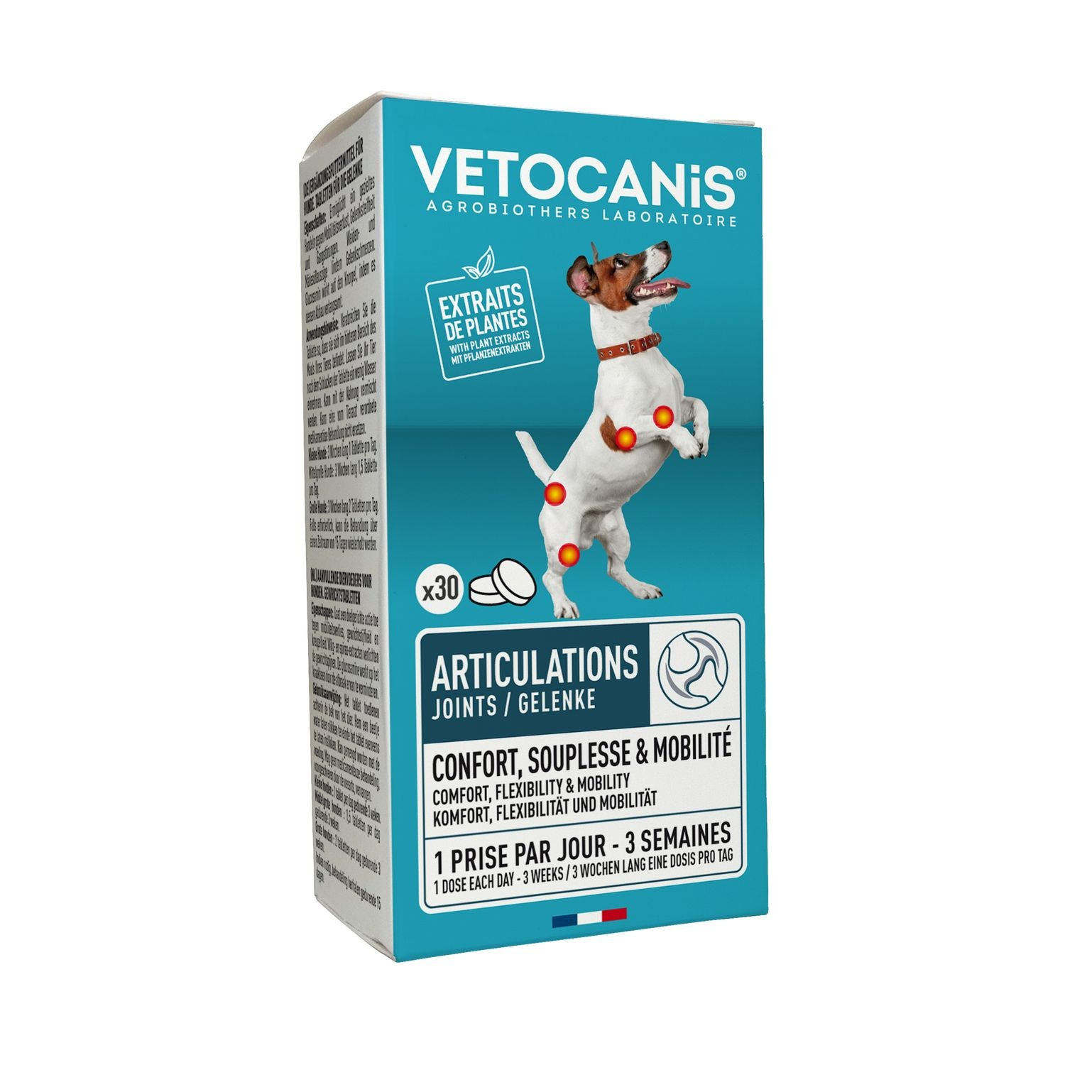 Vétocanis Nahrungsergänzungsmittel für die Gelenke von Hunden x 30 Tabletten