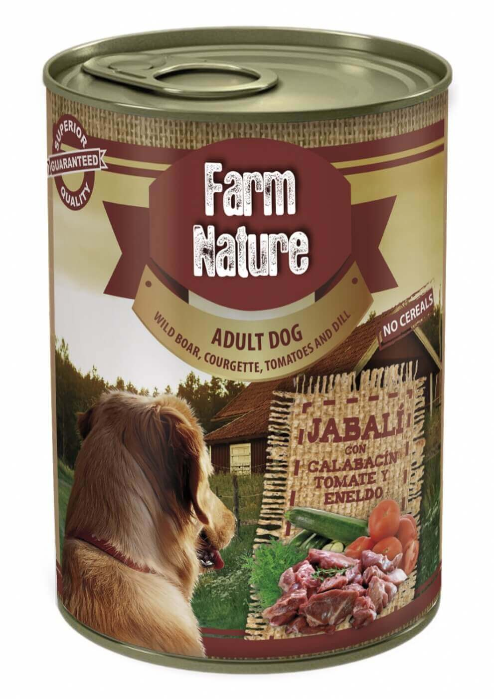 Comida húmeda FARM NATURE Jabalí, verduras y eneldo sin cereales para perros adultos - 2 formatos