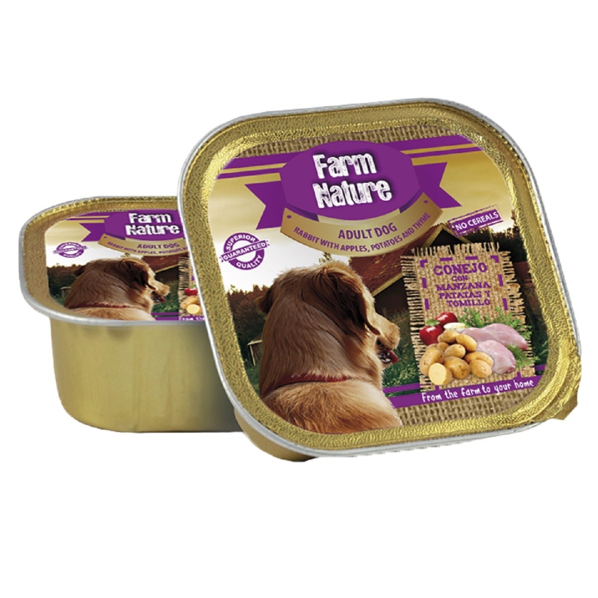 Patè FARM NATURE Coniglio, Mela & Timo Senza Cereali per Cani Adulti - 2 formati disponibili