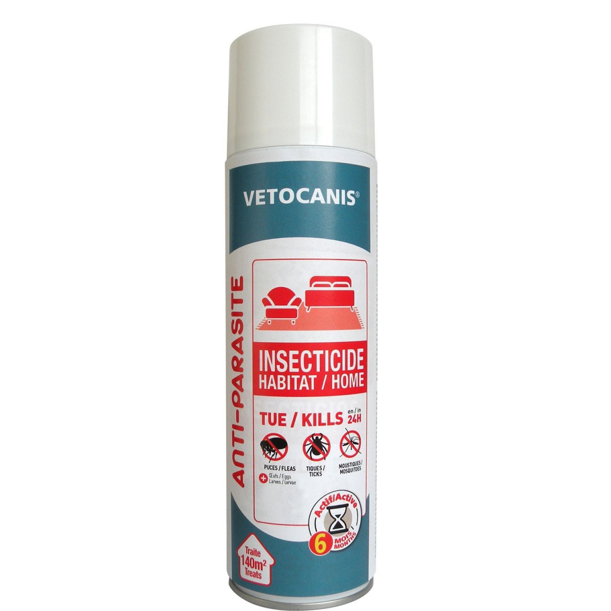 Vetocanis spray insecticide pour l'habitat : Antipuces, anti-tiques et anti -moustiques
