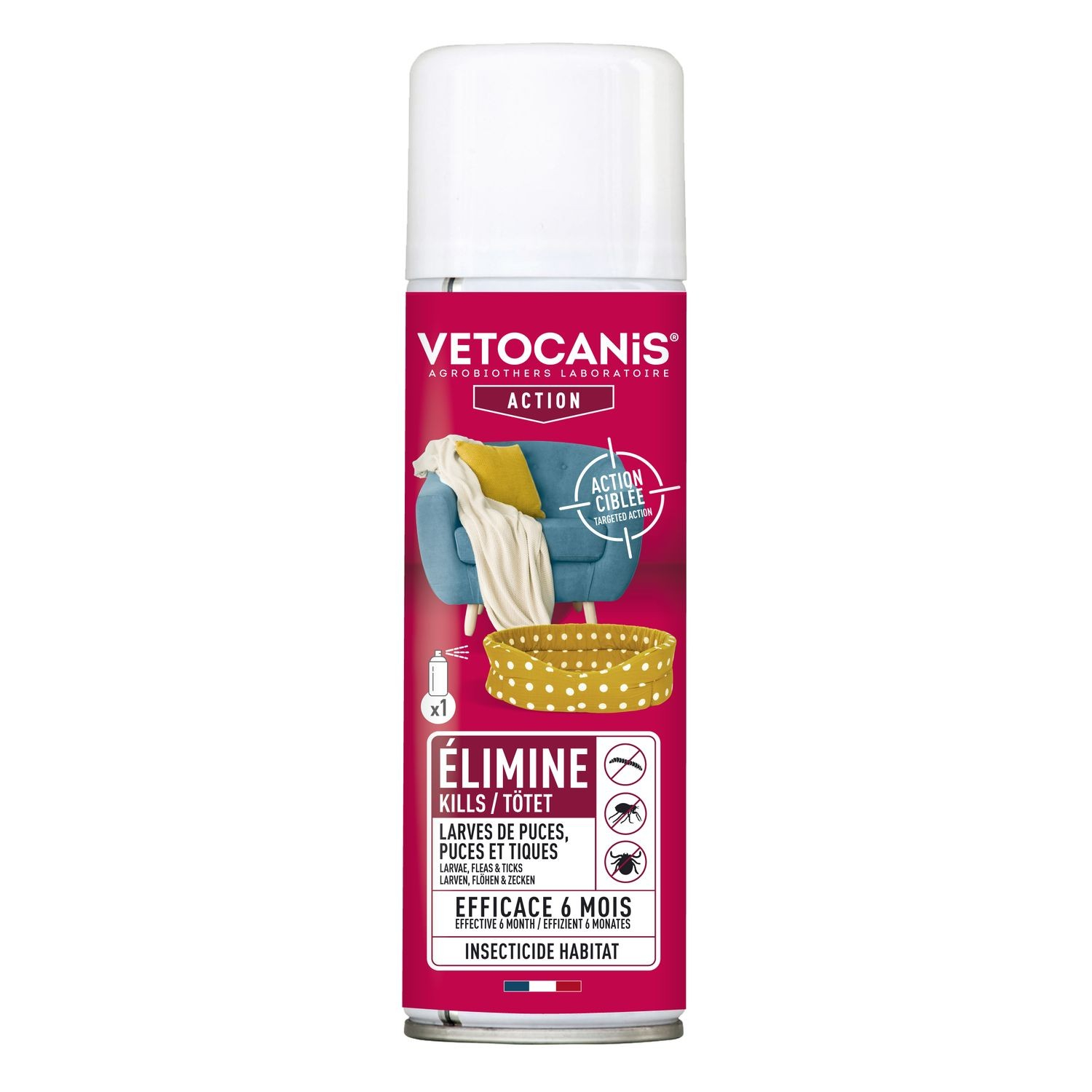 Vetocanis spray inseticida para habitat canino - Anti-pulgas, Anti-carraças e acáros