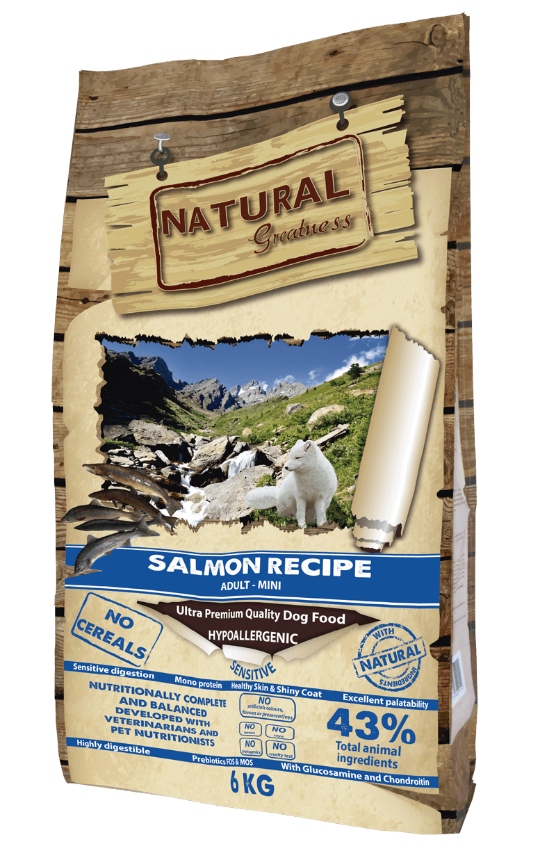 NATURAL GREATNESS Sensitive Salmon Recipe - Alimento seco sem cereais de salmão para cão adulto sensível