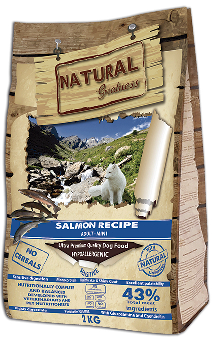 NATURAL GREATNESS Sensitive Salmon Recipe - Alimento seco sem cereais de salmão para cão adulto sensível