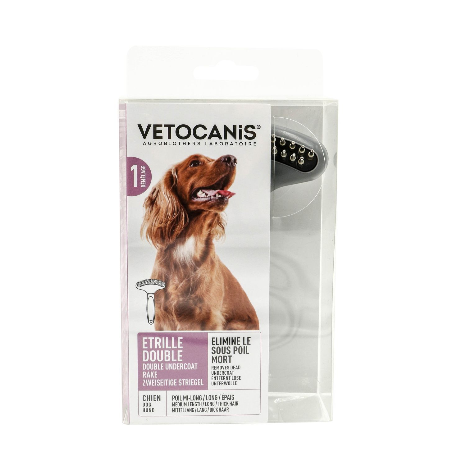 Vetocanis - Dubbel ontviltingskam met 18 tanden voor honden